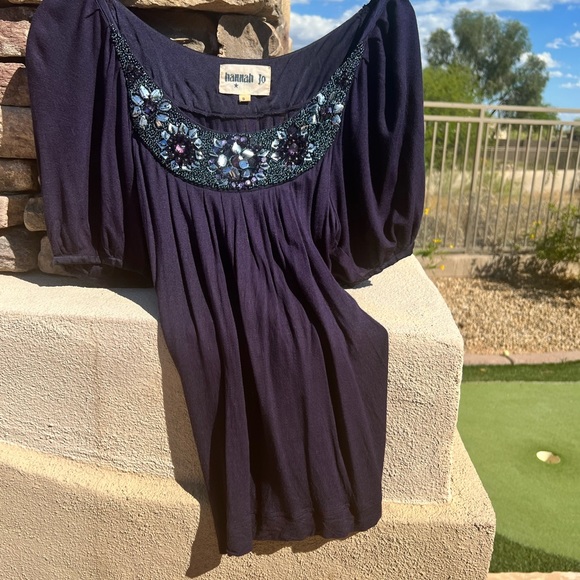 Hannah Jo purple sequence blouse size small - Picture 16 of 17